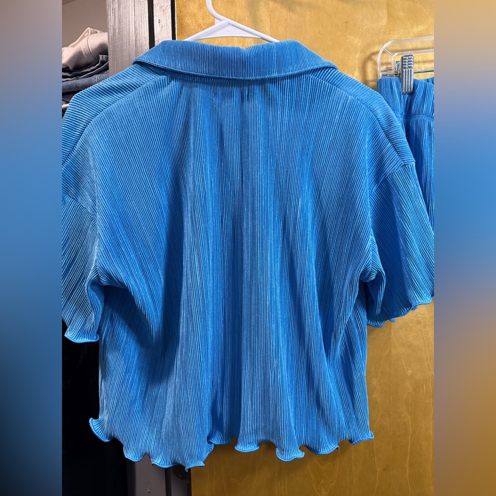 Colsie Ribbed Blue Two Piece Set - Picture 5 of 7